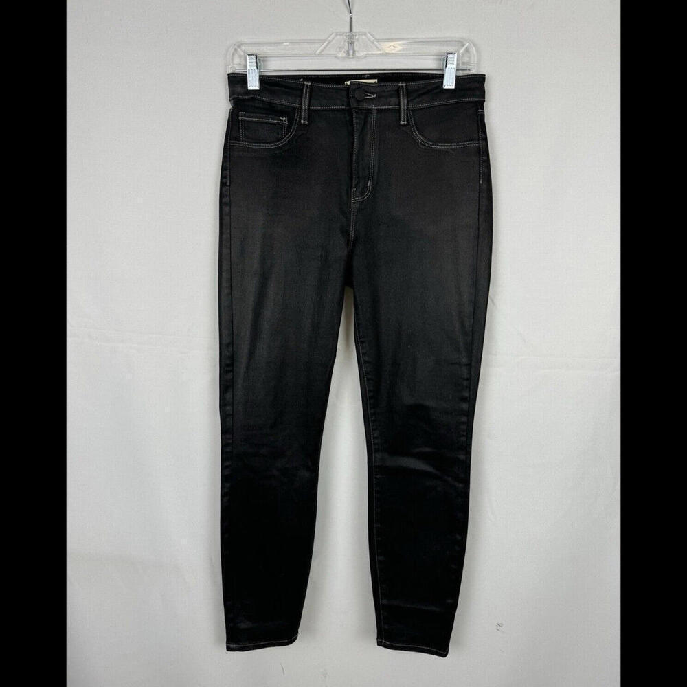L'Agence Waxed Cropped Skinny Leg Jeans Size 28 W, 25.5 L